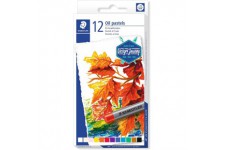 Staedtler Pastels a  l'huile de tres haute qualite, Couleurs profondes et resistantes a  l'eau, etui carton avec 12 couleurs ass