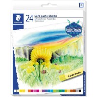 Staedtler Pastels tendres de qualite professionnelle, Couleurs lumineuses et facilement miscibles, etui carton avec 24 couleurs 