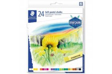 Staedtler Pastels tendres de qualite professionnelle, Couleurs lumineuses et facilement miscibles, etui carton avec 24 couleurs 