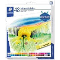 Staedtler Pastels tendres de tres haute qualite, Couleurs lumineuses et facilement miscibles, etui carton avec 48 couleurs assor