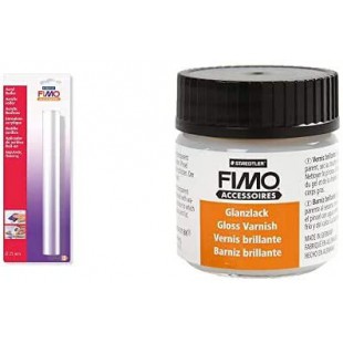 Staedtler 8700 05 Rouleau Acrylique pour Pate FIMO, Livre sous etui Blister & FIMO 8704, Vernis Brillant pour pate FIMO, Resista