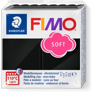 Staedtler pte a   modeler FIMO soft, facile a   demouler, durcissant au four, pain de 57 g noir, 8020-9