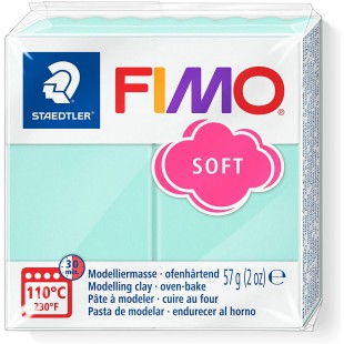 Staedtler FIMO Soft, Pate a  modeler extremement souple, Durcissant au four, Pour debutants et artistes, Pain pastel menthe de 5