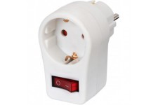 Adaptateur prise de courant avec interrupteur Blanc (prise electrique de securite avec interrupteur, prise intermediaire avec se
