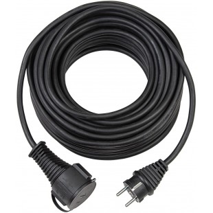 1161420 Cordon prolongateur de qualite IP44 en Caoutchouc, Noir, 5 m