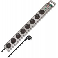 Super-Solid / 8-prises 2,5m 4.500A (argent) avec Protection contre les surtensions