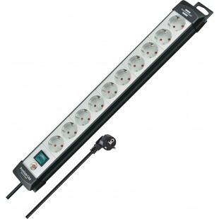 1951500100 - Base maºltiple Premium-Line gris claro/negra con varias posibilidad de instalacion y fijacion (10 tomas y 3 m)