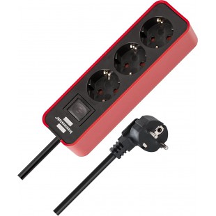 1153230070 Interieur 1.5m Noir, Rouge multiprise - Multiprises (Noir, Rouge, 1,5 m)