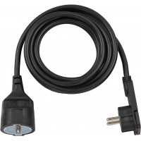 A1943201201168980030 1168980030-Alargador electrico IP20 H05VV-F3G1,5 de 3 m (Negro) Con clavija Plana, Multicolor, 3 m