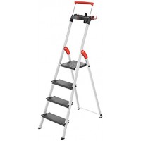 - Escabeau de securite Pliable en Aluminium 4 marches Larges Hailo L100
