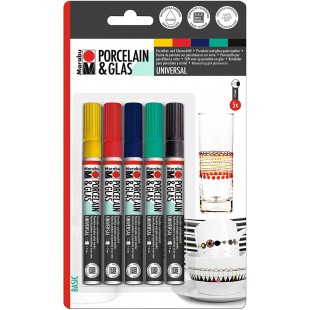 012300082 Lot de 5 peintures en porcelaine et verre Motif Fantasy 1 a  2 mm