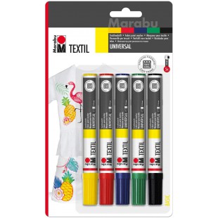 feutres textilpainter, 5 Couleurs pour Textiles clairs (2-4 mm)