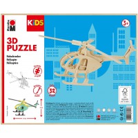 0317000000003 Kids 3D Puzzle en Bois helicoptere 32 pieces env. 26 x 13 cm, Marron