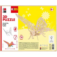 Kids 31700000020 Puzzle en Bois 3D Papillon avec 16 pieces de Puzzle en Bois certifie FSC Env. 26 x 19 cm Technique d'emboitemen