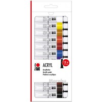 121000201 - Couleurs Acrylique Set, 18 x 36 ML Peintures acryliques, 12 x 12 ML