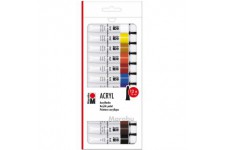 121000201 - Couleurs Acrylique Set, 18 x 36 ML Peintures acryliques, 12 x 12 ML