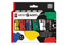 Marabu 122000091 - Artist Acrylique de tri, 6 x 22 ML, Multicolore