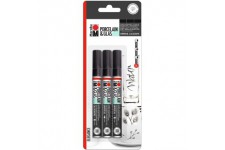 0123000000084 Set de Peinture Porcelaine et Verre a  Base d'eau en Porcelaine et Verre avec 3 stylos Noirs