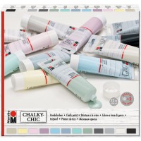 026100000088 - Chalky Chic Set de 12 x 100 ml de peinture a  la craie mate, a  base d'eau, bouchon doseur - Rouleau, peinture et