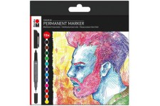 Graphix Lot de 12 marqueurs permanents Significant avec pointe double de 1 a  2 mm et 0,5 mm Couleurs brillantes, encre a  secha