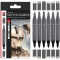 Sketch Graphix Lot de 6 marqueurs Alpha Robot, pointe double japonaise 1-7 mm et pointe fine 1 mm, couleurs brillantes, encre a 