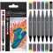 Sketch Graphix Lot de 6 marqueurs a  pointe double japonaise 1-7 mm Pointe biseautee fine 1 mm Couleurs brillantes, encre a  sec