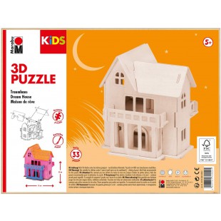 0317000000012 Kids 3D Puzzle en Bois 33 pieces, env. 16 x 20 cm, Marron