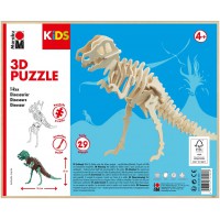 0317000000021 Kids Puzzle en Bois 3D T-Rex Dinosaure, 29 pieces, env. 23,5 x 32 cm, Marron