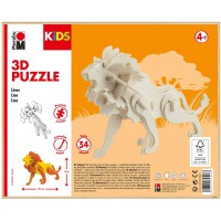 0317000000022 Kids 3D Puzzle en Bois Lion 34 pieces env. 19,5 x 13 cm, Marron