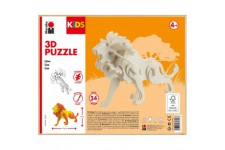 0317000000022 Kids 3D Puzzle en Bois Lion 34 pieces env. 19,5 x 13 cm, Marron