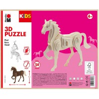 Kids Puzzle 3D Cheval en Bois 30 pieces, Environ 18 x 16 cm, 10124366