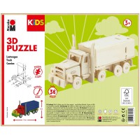 0317000000004 Kids 3D Puzzle en Bois pour Camion, 38 pieces, env. 19 x 8 cm, Marron