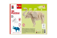 0317000000024 Kids 3D Puzzle en Bois elephant 27 pieces, env. 16 x 13 cm, Marron