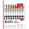 121000000202 - Kit de peinture acrylique avec 18 couleurs de 12 ml de peinture acrylique opaque, mate, brillante a  base d'eau, 