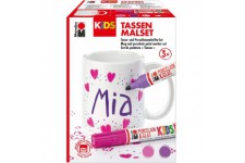 - Kids Ensemble de Peinture Verre avec Tasse Blanche et 2 Crayons en Porcelaine Rose et Violet, 10128929