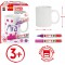 - Kids Ensemble de Peinture Verre avec Tasse Blanche et 2 Crayons en Porcelaine Rose et Violet, 10128929