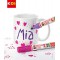 - Kids Ensemble de Peinture Verre avec Tasse Blanche et 2 Crayons en Porcelaine Rose et Violet, 10128929