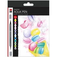 Aqua Pen Graphix Ice Baby Lot de 12 feutres Couleurs Brillantes Encre a  Base d'eau Double Pointe pour Aquarelle, colore, taille