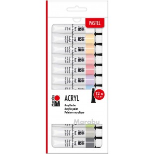 Peinture Acrylique, Pastel, 12ml, Set de 12 Pieces