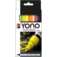 Yono 124000004000 Lot de 4 marqueurs fluo polyvalents en acrylique avec pointe ogive japonaise 1,5-3 mm, a  base d'eau, resistan