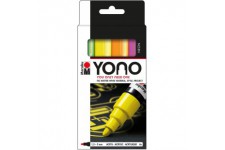 Yono 124000004000 Lot de 4 marqueurs fluo polyvalents en acrylique avec pointe ogive japonaise 1,5-3 mm, a base d'ea
