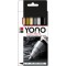 Yono 124000004001 Lot de 4 marqueurs en metal avec pointe ronde japonaise 1,5-3 mm, a base d'eau, resistant a la lu