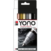 Yono 124000004001 Lot de 4 marqueurs en metal avec pointe ronde japonaise 1,5-3 mm, a  base d'eau, resistant a  la lumiere et a 