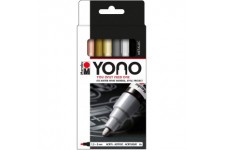 Yono 124000004001 Lot de 4 marqueurs en metal avec pointe ronde japonaise 1,5-3 mm, a base d'eau, resistant a la lu