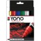 YONO 124000004002 Lot de 6 marqueurs acryliques polyvalents avec pointe ogive japonaise 1,5-3 mm, a base d'eau, resi