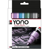 Yono 124000004003 Lot de 6 marqueurs pastel en acrylique polyvalents avec pointe ogive japonaise 1,5-3 mm, a base d'