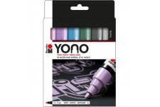 Yono 124000004003 Lot de 6 marqueurs pastel en acrylique polyvalents avec pointe ogive japonaise 1,5-3 mm, a base d'