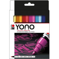 YONO 124000004004 Lot de 12 marqueurs acryliques polyvalents avec pointe ogive japonaise 1,5-3 mm, a base d'eau, res