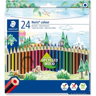 STAEDTLER - Noris colour 185 - Etui carton 24 crayons de couleur assortis en bois upcycle - 185 C24