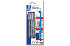 Staedtler Pigment Liner 308 - Blister 3 Feutres Noirs Pointe Calibree 0,3/0,5/0,7 + 100-2B + 526 53 + 510 10 Offerts